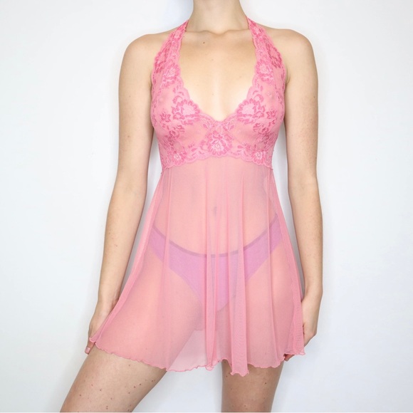 Vintage Victorias Secret pink babydoll dress
